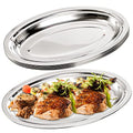 6 Pack 14-Inch Stainless Steel Oval Serving Platters - Elegant & Durable
