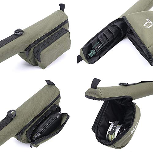 Fly Fishing Rod Case with Reel Pouch - 9ft 4-Section Green, Complete Protection