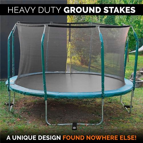 8 Pack Trampoline Anchors Heavy Duty Wind Stakes with Straps & Drill Bit - Ground Anchors for High Wind Stability
