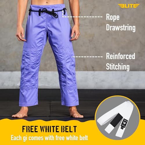 Elite Sports Women's Ultra-Light Purple BJJ Gi - IBJJF Approved Jiu-Jitsu Kimono for Girls & Women