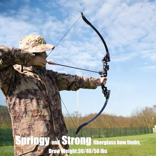Recurve Bow and Arrow Set for Adults 50lb Takedown Hunting & Practice Kit