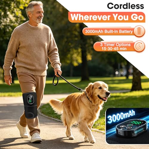 Cordless Heated Knee Massager with Vibration - Black, 2 Pack