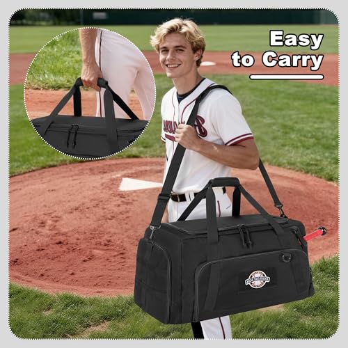 Baseball Duffle Bag with Bat Holder and Shoe Compartment for Softball