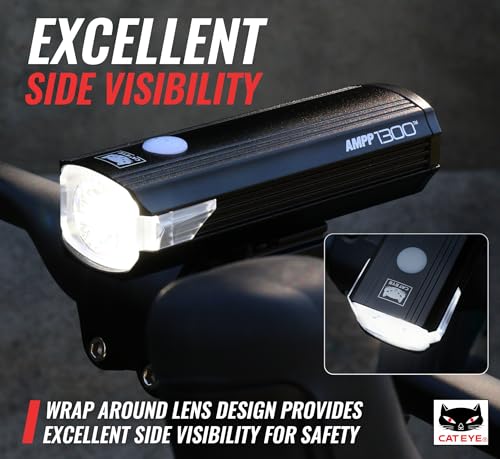 CATEYE AMPP1300 USB Rechargeable Bike Light - High Lumens, Waterproof, Mount Included