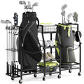 Neatolgrid Golf Bag Storage Rack for Garage - Dual Bag Organizer with Wheels