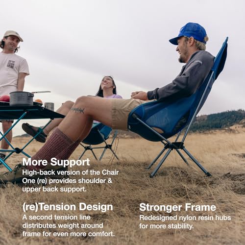 High-Back Camping Chair - Packable Portable Outdoor Seat for Backpacking & Hiking - Black