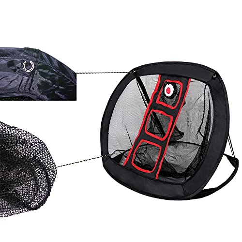 Golf Chipping Net - Pop Up Golf Practice Net for Indoor Outdoor Swing Accuracy Black Red