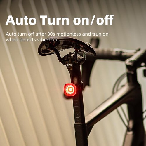 XOSS XR01 Smart Bike Tail Light, IPX6 Waterproof Brake Sensing Rear Lights, USB-C Rechargeable Auto ON/Off Bike Brake Light