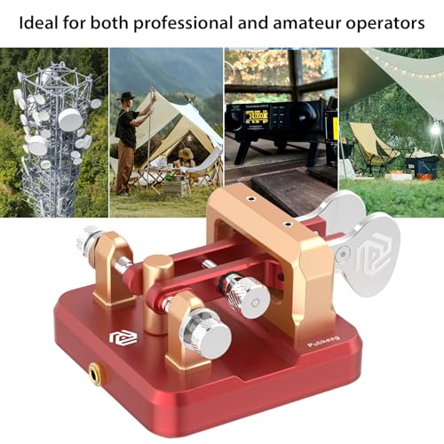 Putikeeg Red Aluminum Morse Code Key with Square Base for Radio Enthusiasts
