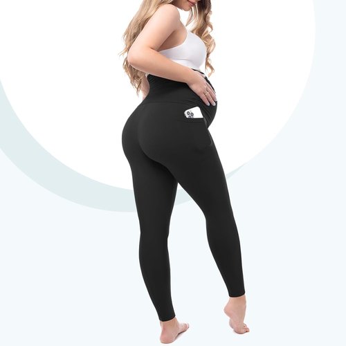 Leafigure Maternity Leggings - Fleece Lined, Buttery Soft Yoga Pants with Pockets for Winter Comfort