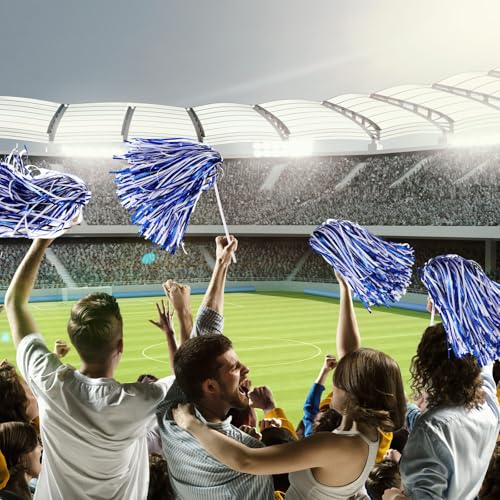 120 Pcs School Spirit Shakers Bulk White and Blue for Cheer Events