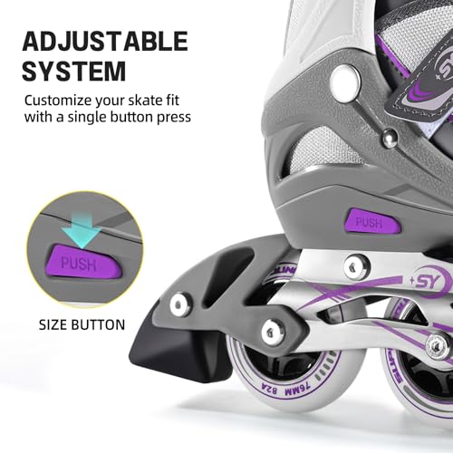 Super Youngster Women's Adjustable Inline Skates Purple Large (Women 5-8)