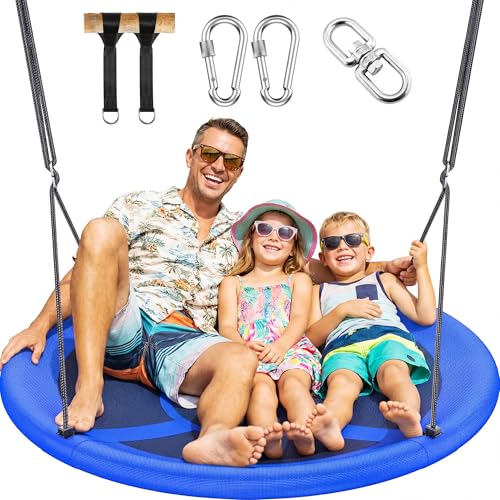 Everyfun 43-Inch Saucer Tree Swing for Kids & Adults - Blue - 700lbs Capacity