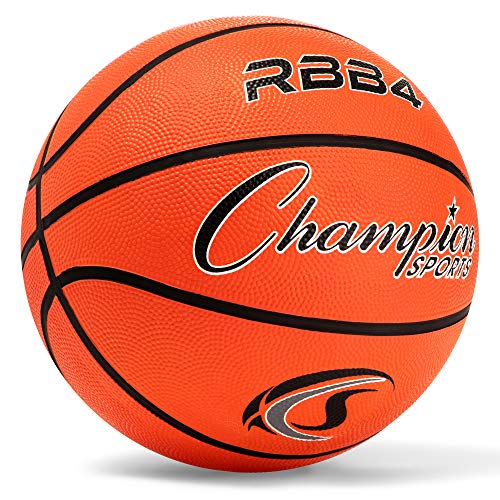 Champion Sports Pro-Style Rubber Basketball 28.5 Inch - Orange, Intermediate Size 6