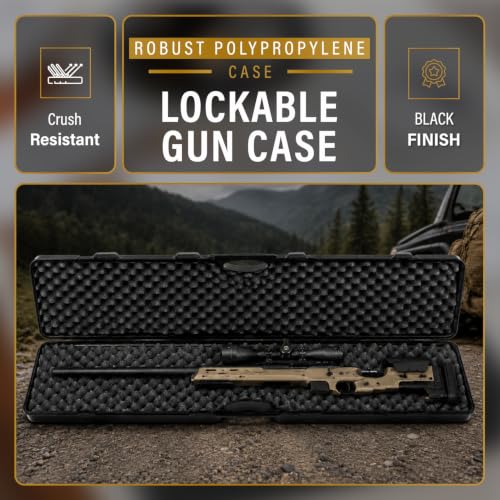 53.9-Inch Locking Rifle Storage Case with Foam & Waterproof Seal - Black