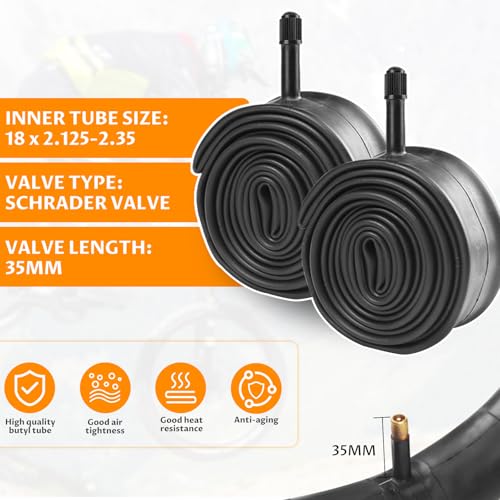 18X2.35 Bike Tire with Inner Tube - 2 Tires + 2 Tubes, 18 Inch Wide