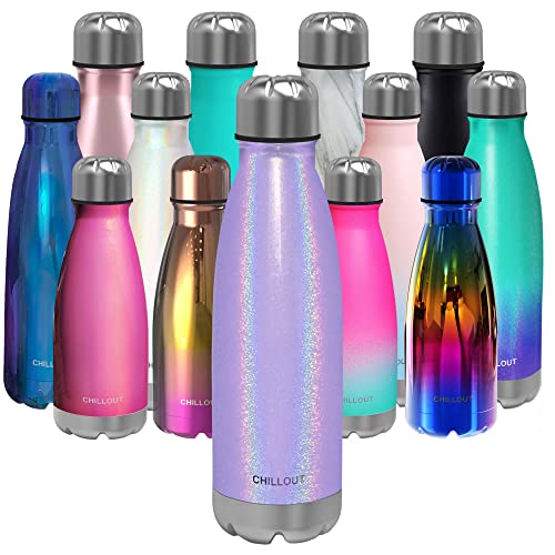 Purple Sparkle Insulated Stainless Steel Water Bottle 17oz Leakproof Drinkware