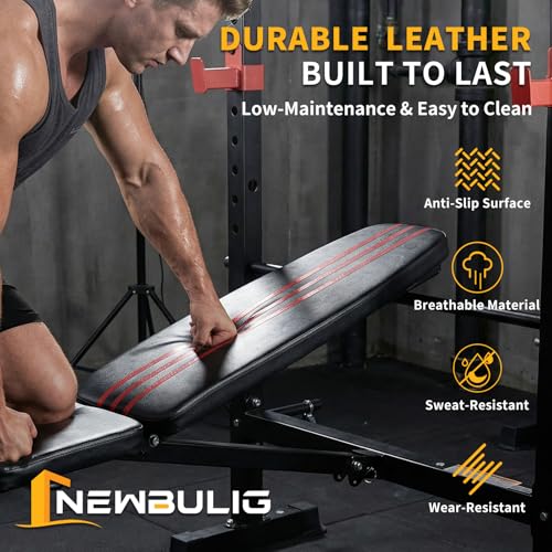 Adjustable Foldable Weight Bench with Leg Extension - Red, 650 lbs Capacity