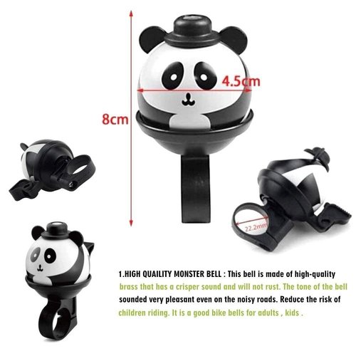 Kids Bicycle Bells, Personality Cut Cartoon Panda High Decibel Cycling Bells Loud Crisp Clear Sound Bicycle Bell Children Bike Bell Riding Accessories