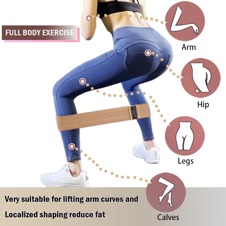 S.ROMZA Fabric Resistance Bands for Working Out Stretch Bands for Booty Used for Fitness and Home Exercises Legs Exercise Bands Pilates Workout Bands for Women and Men (Beige/Khaki/Brown)