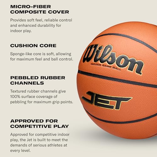 Wilson Jet Game Indoor Basketball Size 7 - 29.5 Inch Micro-Fiber Leather