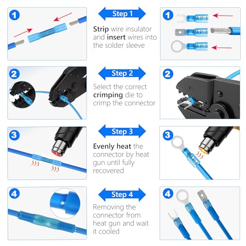 Kuject 1000PCS Waterproof Heat Shrink Wire Connectors Kit - Automotive Marine Truck