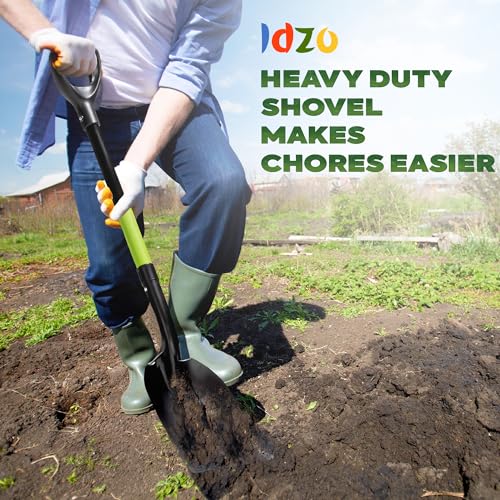 IDZO Heavy Duty Aluminum Steel Snow Shovel Black 44.5 Inch Wide Blade with Ergonomic Handle