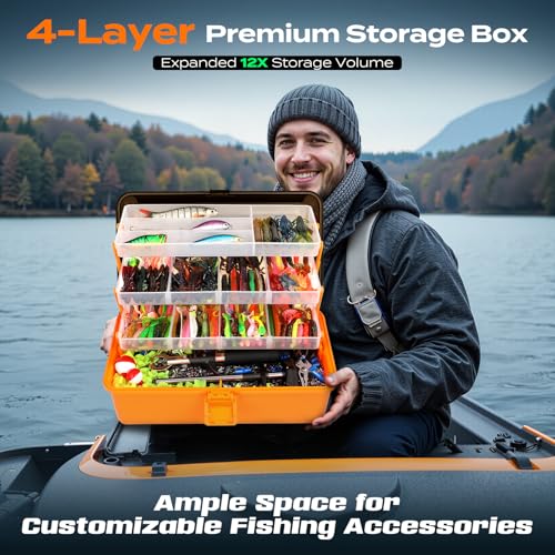 Large 12-Compartment Fishing Tackle Box Kit with 547 Pieces