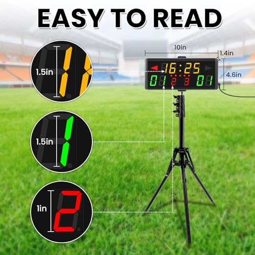 Large Digital Scoreboard with Remote & Tripod - Basketball, Football & More