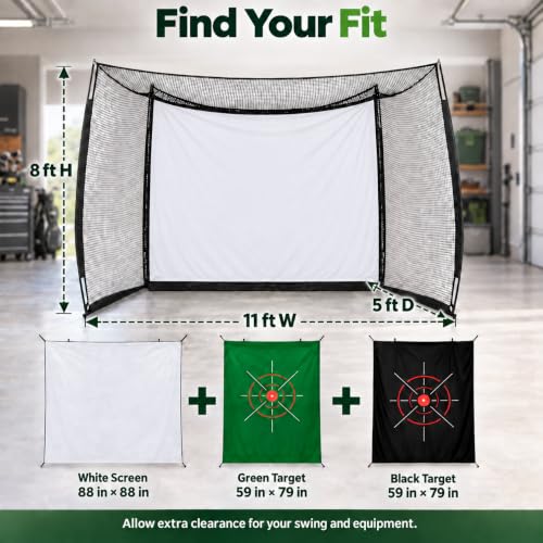 Rayzesttop 11x8Ft Golf Hitting Net with Projection Screen - Practice & Training