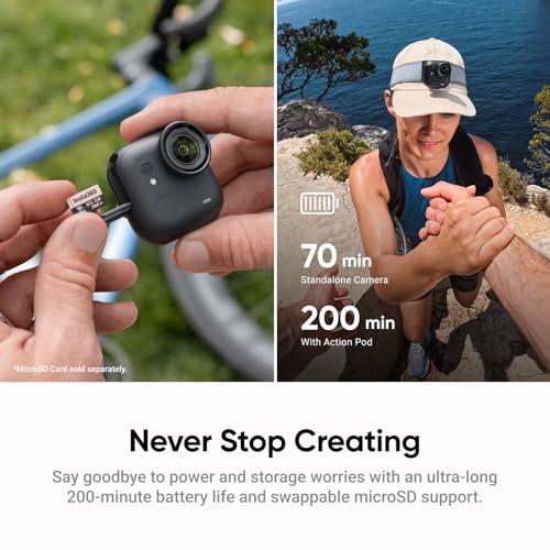 Insta360 GO Ultra 4K Action Camera Black Bundle - Wearable, Waterproof, Lightweight