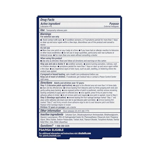 Dr. Scholl’s Blister Pain Relief Complete Kit, 12 ct - The Only Blister Treatment with an Active Pain Reliever, Seal & Heal Bandages with Hydrogel Technology, Blister Pads, 4% Lidocaine to Numb Pain