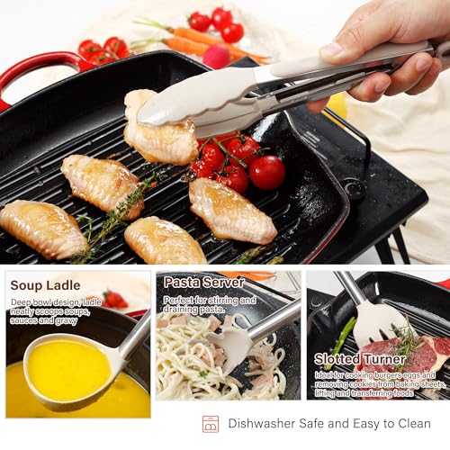 Khaki 35-Piece Silicone Cooking Utensil Set BPA Free Heat Resistant 446°F