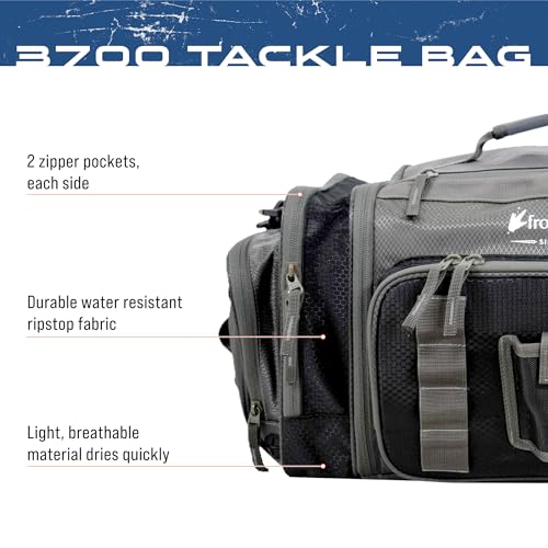FROGG TOGGS Heavy Duty Fishing Tackle Duffel Bag with 4 Bait Trays - Black / 3700