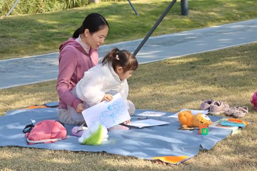 Pocket Picnic Blanket Grey/Orange 55x79 Inch Lightweight Waterproof Tarp