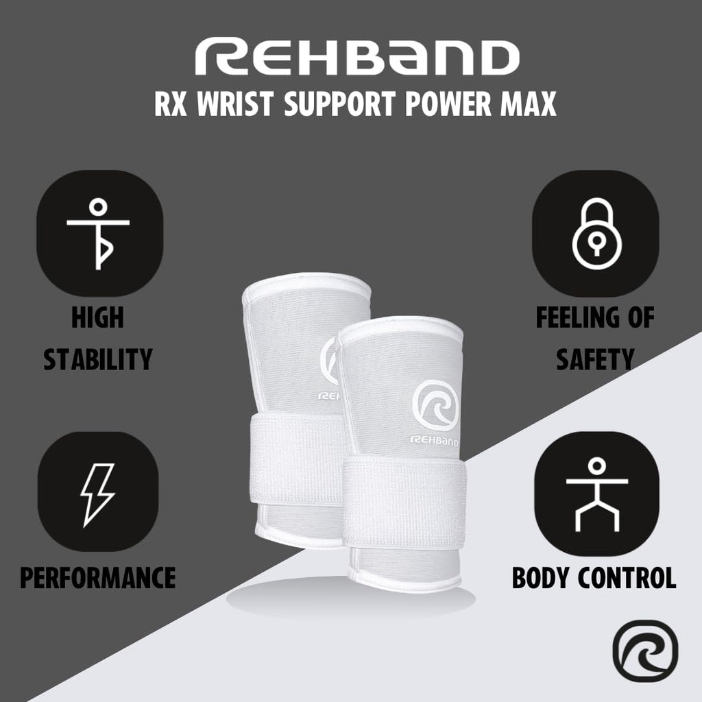 Rehband RX Wrist Support Power Max, 3-in-1 Neoprene Sleeve + Wrap for Strength Training, Protects during Kettlebell Training, stabilizes wrist, forearm protection, Colour:Carbon/Black, Size:Medium