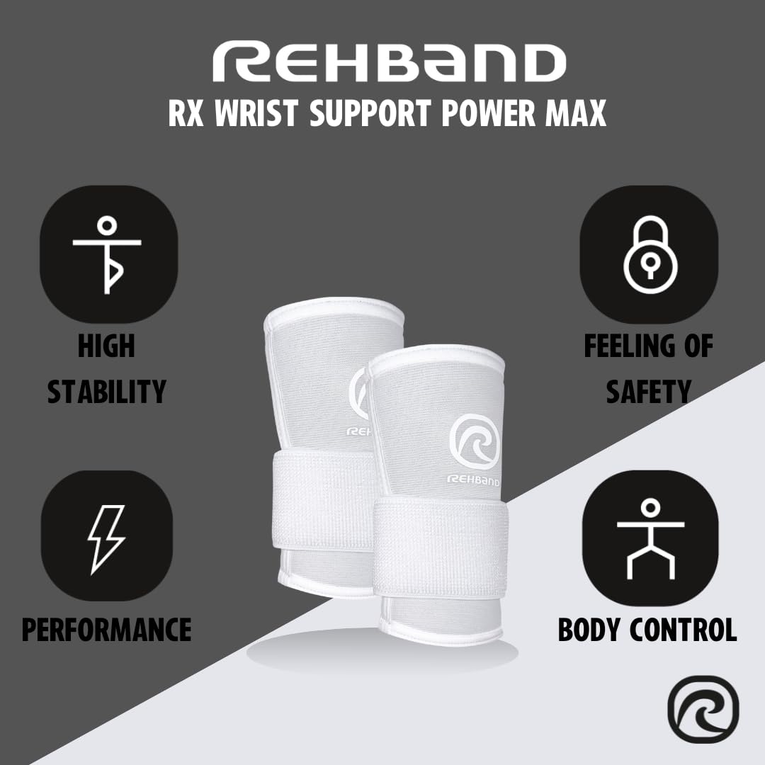 Rehband RX Wrist Support Power Max, 3-in-1 Neoprene Sleeve + Wrap for Strength Training, Protects during Kettlebell Training, stabilizes wrist, forearm protection, Colour:Carbon/Black, Size:Medium
