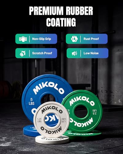Mikolo White 17.5LB Weight Plates Set 1.25LB-10LB Bumper Plates for CrossFit