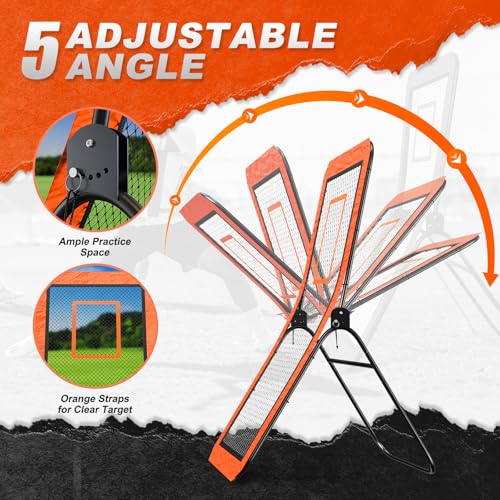 Orange Lacrosse Rebounder Net for Backyard Practice, 4x7FT Adjustable Multi-Sport Training Equipment