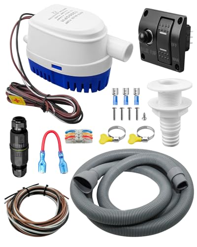 1200 GPH Automatic Bilge Pump for Boat with 3-Way Switch Panel - 12V, Saltwater Resistant