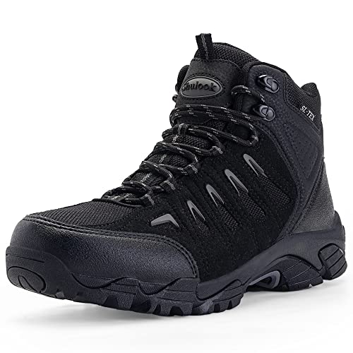 Men's Waterproof Hiking Boots Non-Slip Lightweight Ankle Boots - Black Grey, Size 11