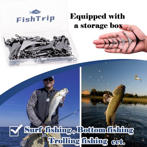 FishTrip 3-Way Fishing Swivels Set - 15 Pieces, Stainless Steel Tackle