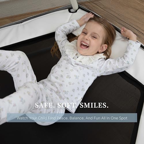 LUSK Blue 60'' Indoor Kids Trampoline with Safety Net & No-Gap Design, Toddler Safe 500lb Capacity