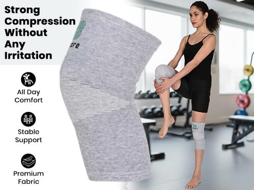 Remore Bamboo Charcoal Knee Sleeve - Bamboo Compression Knee Sleeve for Men and Women Meniscus Tear, Sports, Joint Pain Relief, Injury Recovery - Elastic Warm Knee Brace for Arthritis (45-51cm Thigh) (Large)