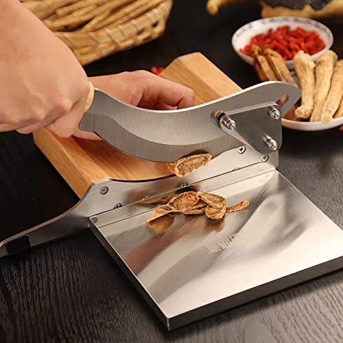 Stainless Steel Biltong Slicer with Magnetic Detachable Tray, Wooden Base