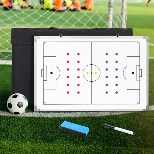 Lincia Magnetic Soccer Coaching Whiteboard - Double Sided, 35x24 Inches, Includes Magnets & Accessories
