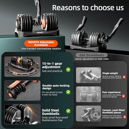 Adjustable Dumbbell Set 2 x 52.5 lbs with Quick-Change Weights & Safety Lock
