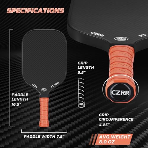 CZRR 16MM-2PCS Pickleball Paddles Set USA Approved Carbon Fiber Surfaces
