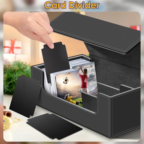 1200+ Card Deck Case Black Leather Magnetic Storage for Trading Cards