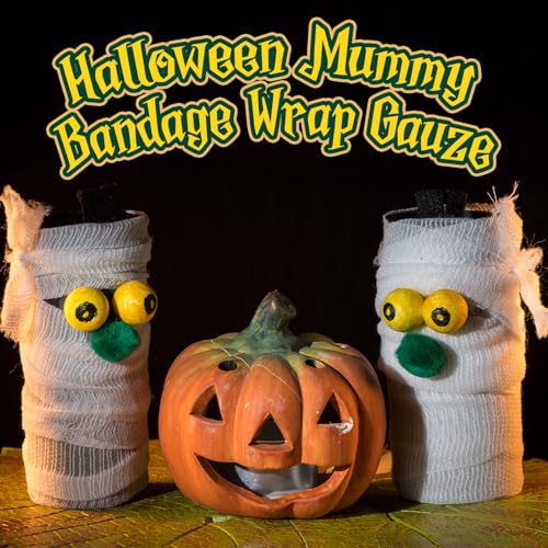 Halloween Mummy Gauze Bandage Wrap 3x12 Inch - 20 Pack for Cosplay & First Aid